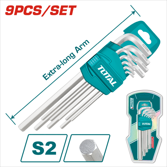 TOTAL 加長型六角板手組 9PCS (THT106192)