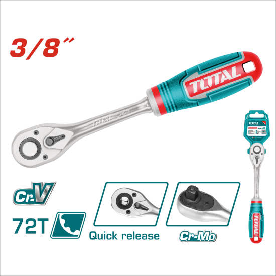 TOTAL 3分棘輪扳手/3/8" (THT106386)