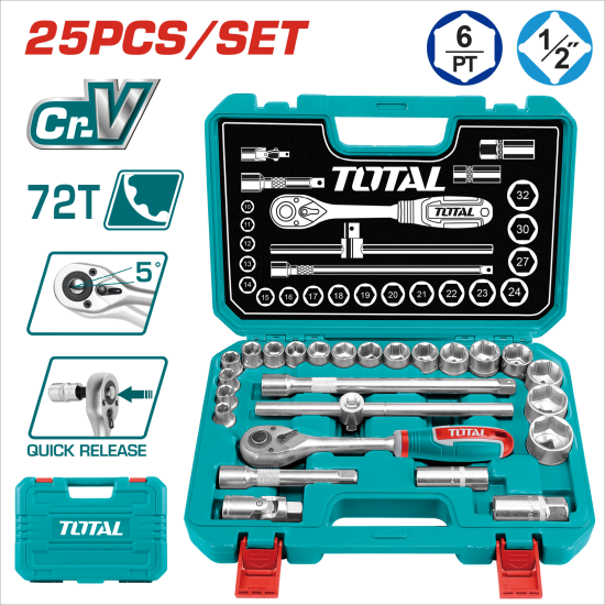 TOTAL 4分套筒組 25PCS (THT121251)