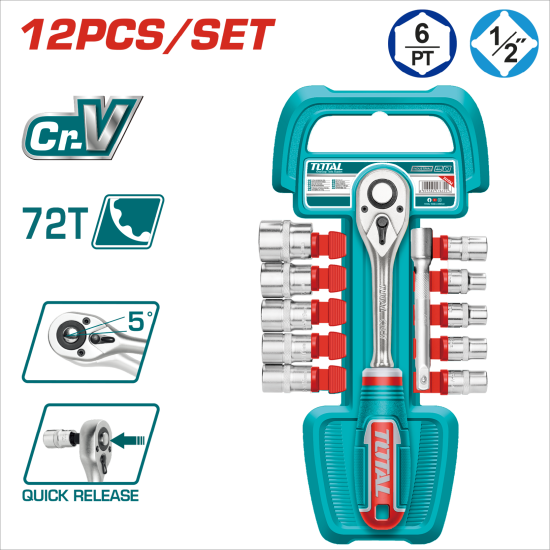 TOTAL 套筒板手組套 12件 (THT141121)