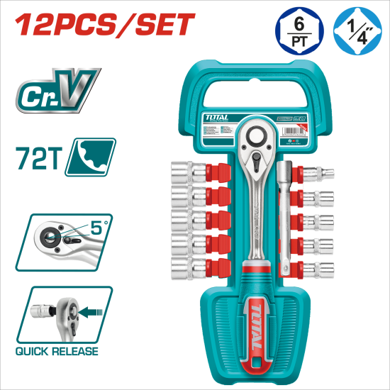 TOTAL 12件 2分套筒板手組 (THT14114126)