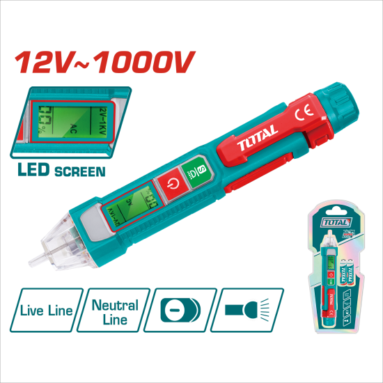 TOTAL 非接觸式測電筆 LED螢幕 (THT210003)	