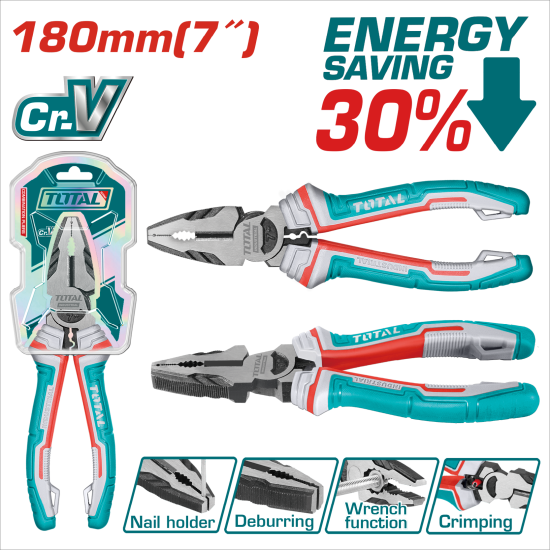 TOTAL 7吋雙色省力鋼絲鉗 (THT210706S)