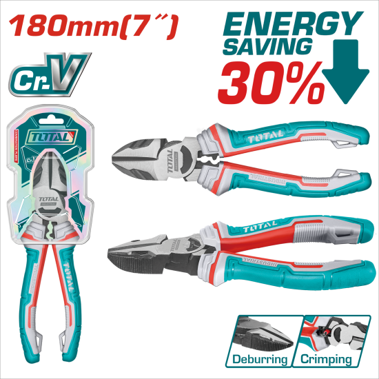 TOTAL 7吋雙色省力斜口鉗 (THT230706S)