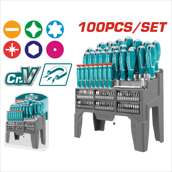 TOTAL 100件螺絲起子組套 (THT2506100)