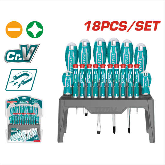 TOTAL 18件螺絲起子組套 CR-V材質 (THT250618)