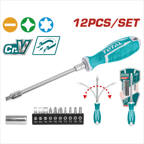TOTAL 軟軸起子套裝組 12件 (THT250FL1206)