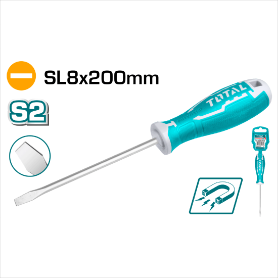 TOTAL 螺絲起子 一字起子 SL8*200mm (THT268200)