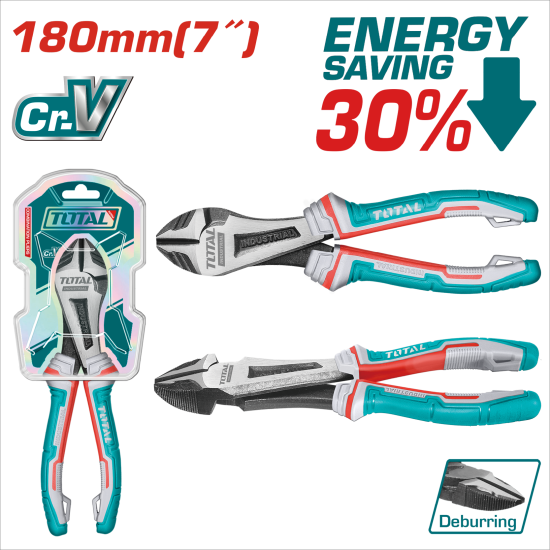 TOTAL 7吋雙色省力斜口鉗 <大頭款> (THT27716S)