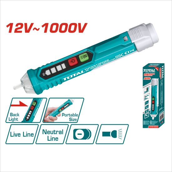 TOTAL 智慧型非接觸驗電筆 12V~1000V (THT29100026)