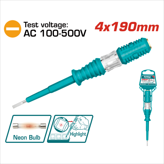 TOTAL 專業測電筆 交流100-500V (THT291908)