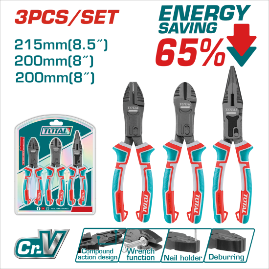 TOTAL 超級省力鉗套組 3PCS (THT2CK231S)