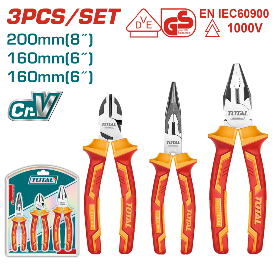 TOTAL VDE絕緣鉗子組套 3PCS (THT2K0302)