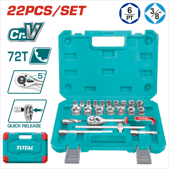 TOTAL 3分頂級套筒組 72齒 (THT381221)
