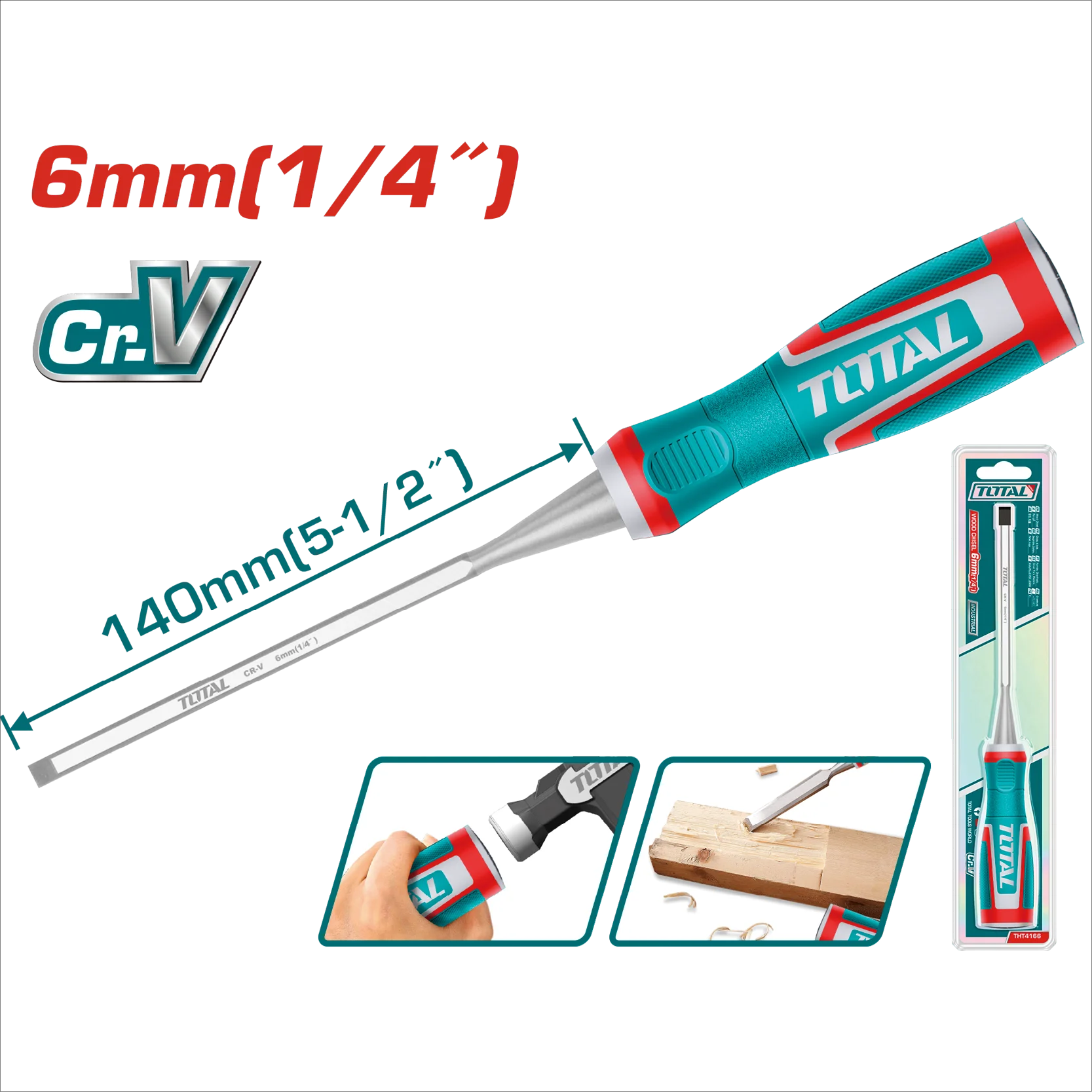 TOTAL 木工鑿刀雕刻刀6mm (THT4166)