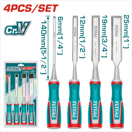 TOTAL 木工鑿刀組 4PCS (THT41K0401)