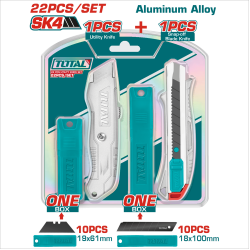 TOTAL 22PCS 鋁合金美工刀組套/梯形 18MM (THT515226)