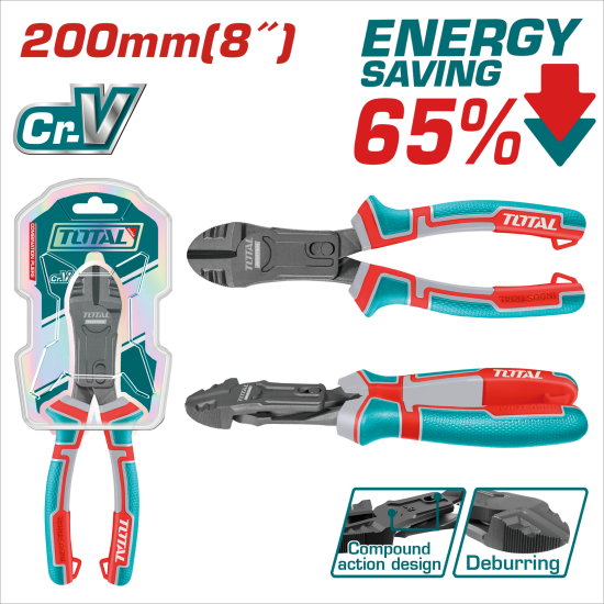 TOTAL 超級省力斜口鉗 8吋 (THTC530806)