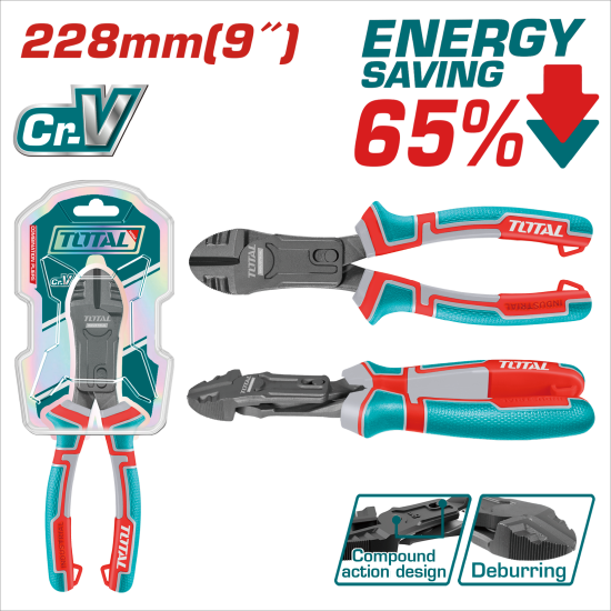 TOTAL 超級省力斜口鉗 9吋 (THTC530906)
