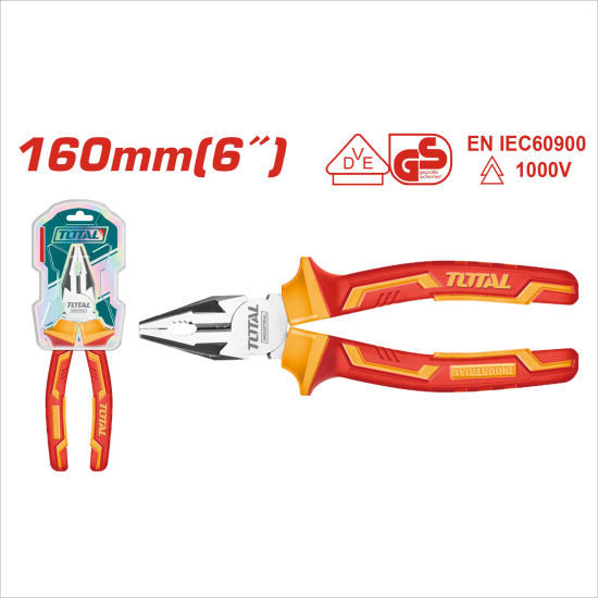 TOTAL 絕緣電工鋼絲鉗 1000V 6吋 (THTIP2161)