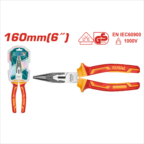 TOTAL 絕緣電工尖嘴鉗 1000V 6吋 (THTIP2361)
