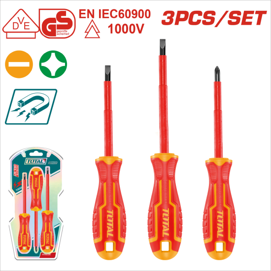 <停產> TOTAL 絕緣電工螺絲起子套/3pcs (THTIS036)