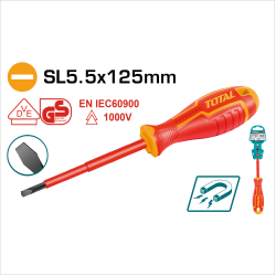 TOTAL 絕緣電工螺絲起子/SL5.5×125 (THTIS5125)