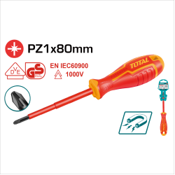 TOTAL 絕緣電工螺絲起子/PZ1*80 (THTISPZ180)