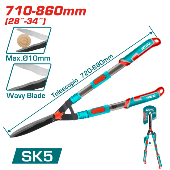 TOTAL 伸縮桿籬笆剪（加長刀頭）/730-880mm（29’‘-34’‘） (THTS1516306)