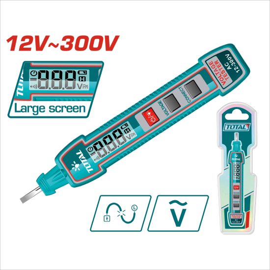 TOTAL 數位顯示測電筆 AC 12-300V (THTS33001)