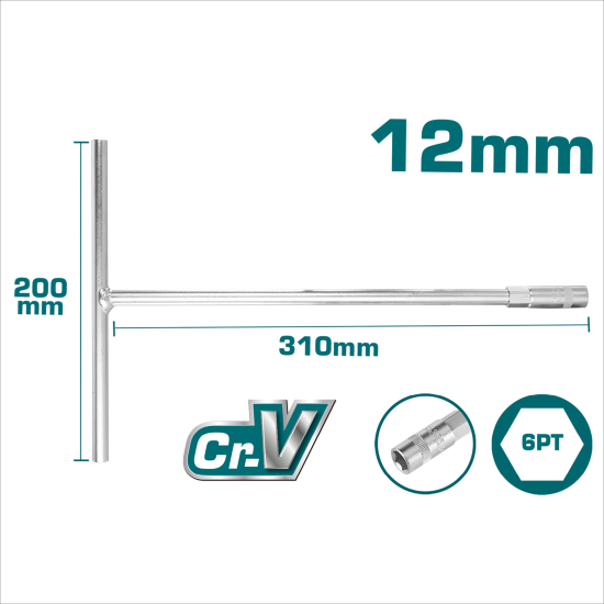 TOTAL T型套筒板手 12mm (THTSW1206)
