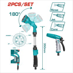 TOTAL 2入園藝噴水槍 短型+長柄伸縮<可搖頭> (THWSK0201)