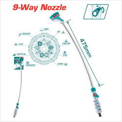 TOTAL 長柄園藝噴水槍 28吋 免按壓 (THWW092)	