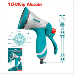 TOTAL 金屬園藝噴水槍 按壓式10段 (THZATN1101)