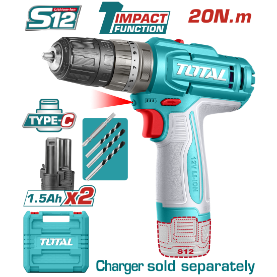 TOTAL S12鋰電衝擊電鑽 (TIDLI12206)