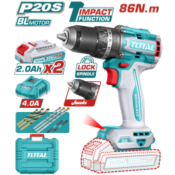 充電式震動電鑽 20V 86牛頓 -雙2.0Ah套裝 (TIDLI208688)