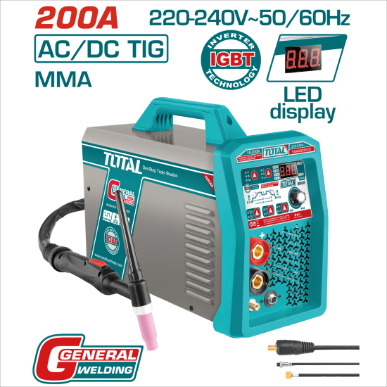<請洽各經銷商>TOTAL 逆變頻電焊機/氬焊機 兩用款 (TIGACDC2001)