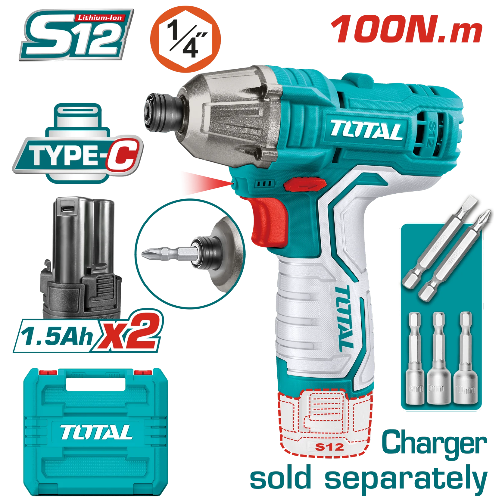 TOTAL 12V 鋰電衝擊起子機(TIRLI12015)