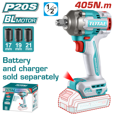 充電式衝擊扳手機 20V 405牛頓/4分 -單機 (TIWLI20451)