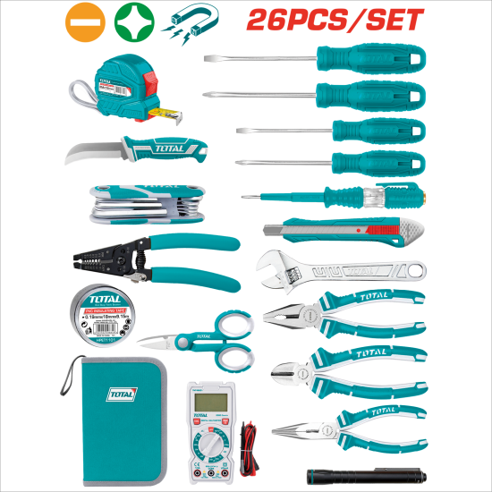 <停產> TOTAL 26PCS 電工用具組套 (TKETS0261)