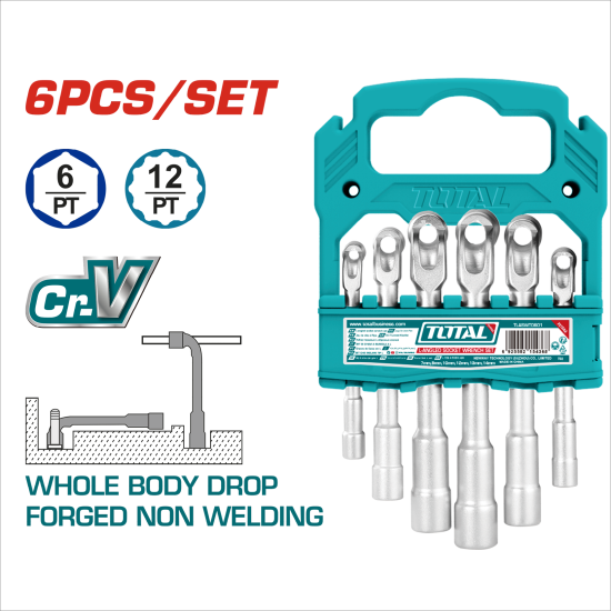 TOTAL 彎頭套筒板手組 6pcs (TLASWT0601)