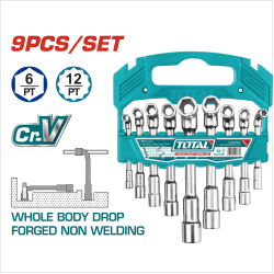 TOTAL 彎頭套筒板手組 9pcs (TLASWT0901)