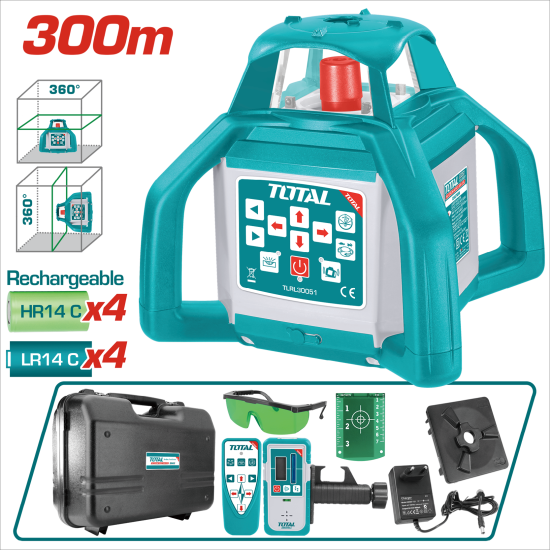 TOTAL 全自動綠光旋轉雷射水平儀 (TLRL30051)