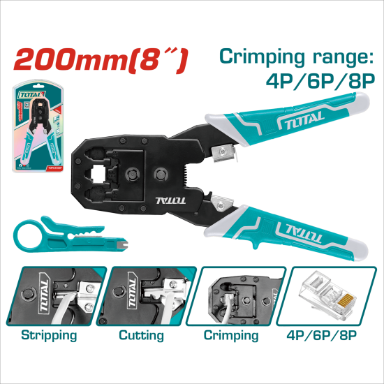 TOTAL 8吋網線鉗/單色柄 (TMPC4468P)