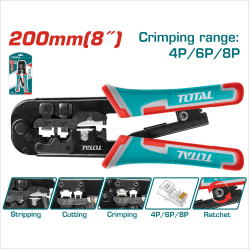TOTAL 8吋網路線壓接鉗 4P/6P/8P (TMPCN5468R)
