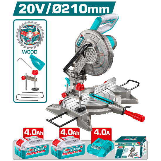 充電式角度切斷機 20V 210mm -雙4.0Ah組套裝 (TMSLI20212)
