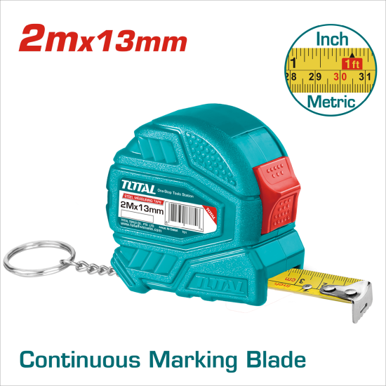 TOTAL 迷你2米鋼捲尺 <公英製> (TMT126321)