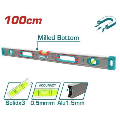 TOTAL 附磁水平尺/100cm (TMT210028M)