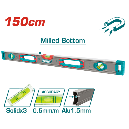 TOTAL 新一代強磁水平尺 150CM (TMT215028M)
