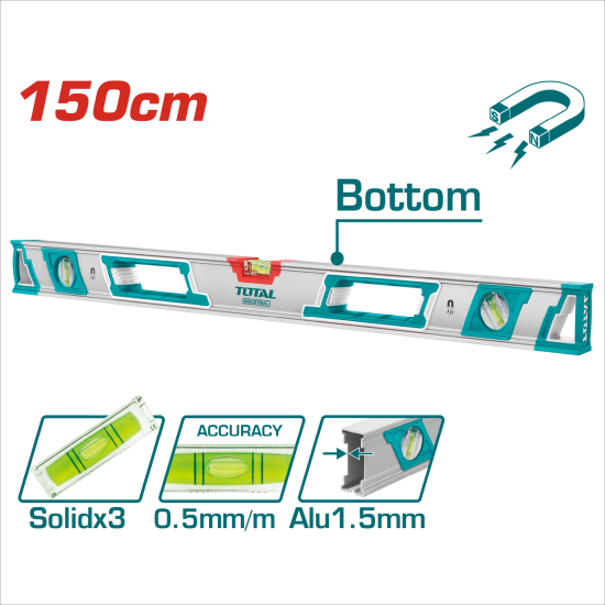 TOTAL 專業水平測量尺 帶強磁 150cm (TMT215086M)